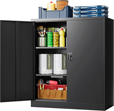 Metal Garage Storage Cabinet, Storage Cabinet with 2 Doors and Adjustable Shelve