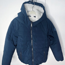 Abercrombie Kids Sherpa Puffer Jacket Hooded Navy Blue Size 15/16 Unisex