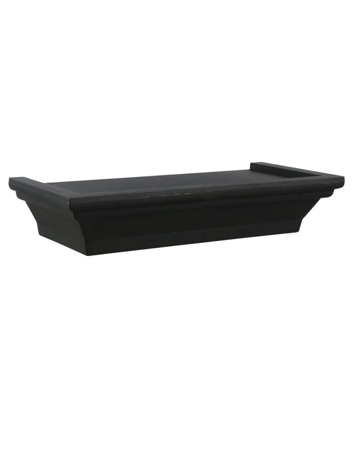 SET OF 2 Small Black Floating Plastic Shelf Shelves  8.6" L  x 4" D Holds 5 lbs - Image 2 of 4