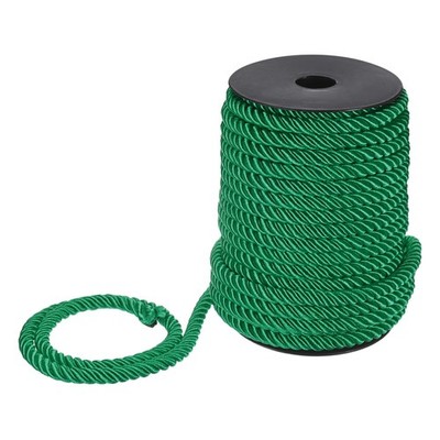 22 Yards Soft Twisted Rope Trim, 8mm Dark Green Polyester Cord for DIY Craft