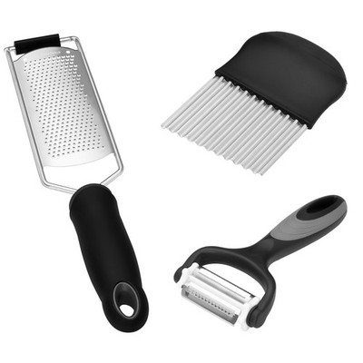 Reibe Schäler und Kartoffel Wellenschneider 3 Stück Vorbereitung Utensilien Set 