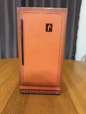 VINTAGE WOLVERINE TOY CO 15 BURNT ORANGE TIN LITHO REFRIGERATOR USA MADE