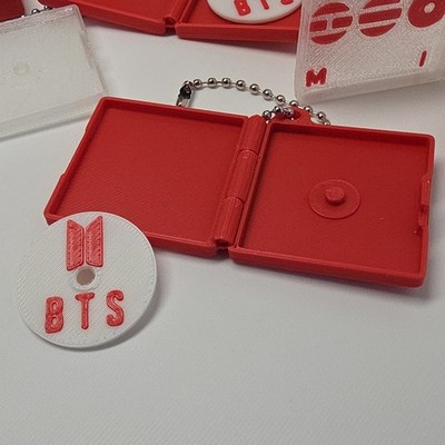 BTS Arirang Swim Fanmade Keychain Set 2pcs Mini CD Case Red Clear