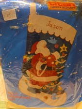 Vtg 1990 Titan Santa Trimming Tree 85079 Jeweled Felt Stocking Kit 15" New