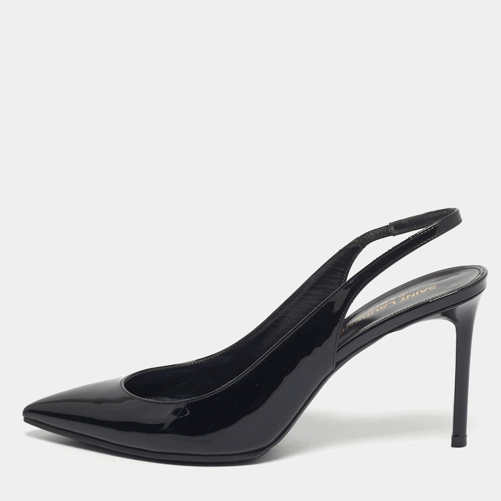 Saint Laurent Anja Size 39 Black Patent Leather Slimgback Pumps