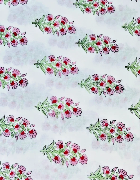 3 Yards Fabric Indian Floral Hand Block Print Cotton Fabric Sewing Fabrics Craft - Image 3 of 3