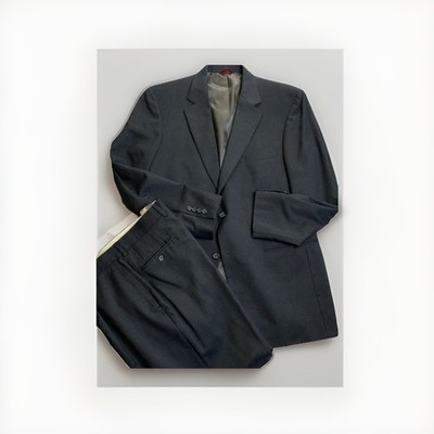 Men s 100% Wool Suit Savile Row Macys Jacket 42 Long Waist 36 X29 Gray