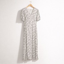 Madewell Puff-Sleeve V-Neck Midi Dress Harper Floral Ivory Womens Size 4 NWT
