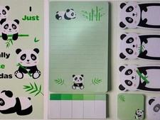 Just Really Like Pandas Sticky Notes Set, 550 Sheets, Cute Cartoon Pandas