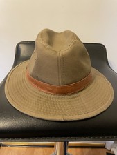 SCALA Dorfman Pacific DPC Hat Fedora Hunting Canvas Brown Handmade Size M Cap