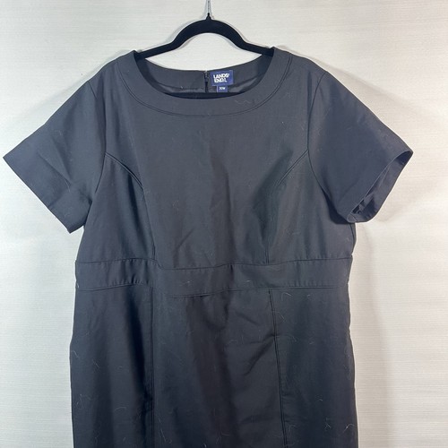 Lands' End black round neck short sleeve uniform straight dress Women's size 20W - Picture 2 of 5