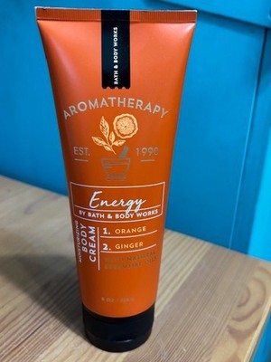 BATH AND BODY WORKS AROMATHERAPY ''ENERGY'' ORANGE & GINGER MOIST BODY CREAM 8 OZ