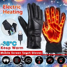 Winter USB Electric Heated Gloves Waterproof Windproof Cycling Warmer Touch NEW
