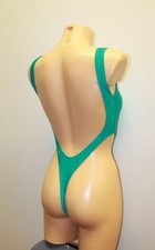 Women Thong Leotard 201-07 Very Open Back Aquamarin Spandex Size L
