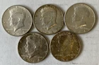 5  1964 Kennedy 90% Silver Half Dollars Philadelphia Mint EF to AU Condition A2