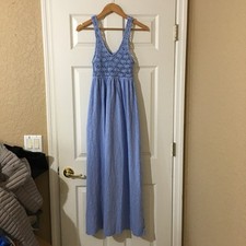 Aerie Maxi Dress Women XS Blue Crochet Bodice Sleeveless NWT $69.95
