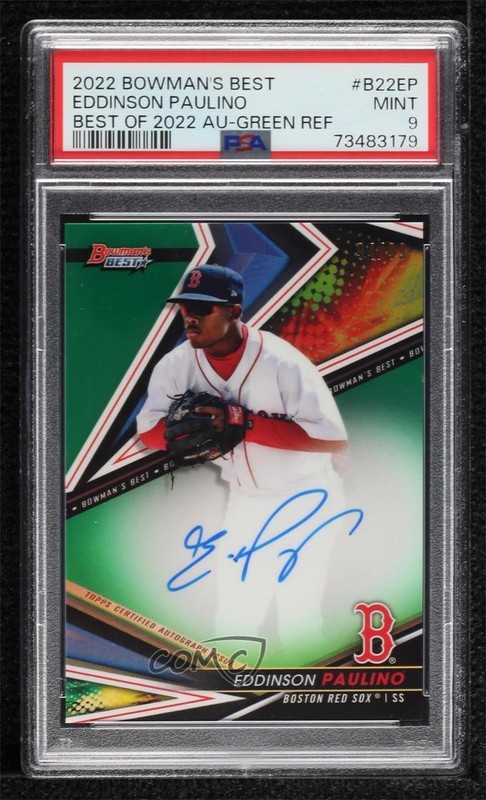 2022 Bowman's Best Green Refractor 94/99 Eddinson Paulino PSA 9 MINT Auto