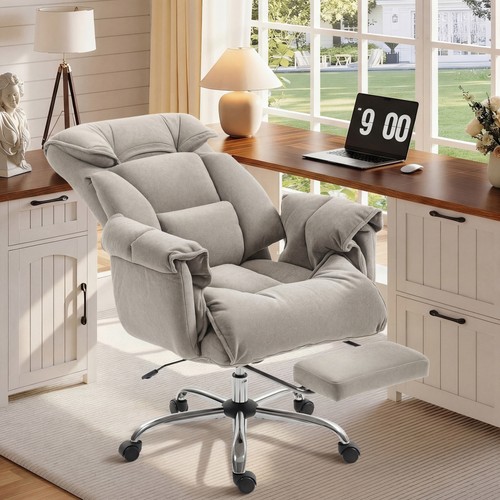 Executive Office Chair, Computer Desk Chair with Footrest, Gray