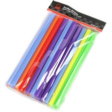 Jumbo Straight Plastic Straws 9 Inch 25 Pack Assorted Colors Party Supplies