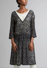 Odd Molly Anthropologie Recreation Mini Dress Embroidered Gray S-1 NEW 209326