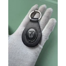 Trussardi Black Genuine Leather Keyring Keychain Key Fob Made in Italy