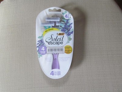 BIC SOLEIL  ESCAPE  4 PACK RAZORS, 3 BLADES SCENTED LAVENDER EUCALYPTUS 