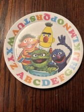 Sesame Street Melamine Plate 1971/1977 Vintage 8" Ernie Bert Oscar Grover ABCs