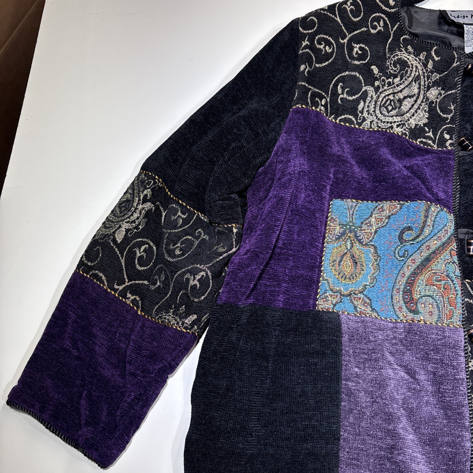 Indigo Moon Jacket Patchwork Embroidered Purple B… - image 2