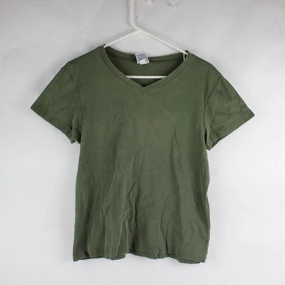 Old Navy T-Shirt Col V Vert Manches Courtes Femme Taille L 100% Coton - Photo 1/4