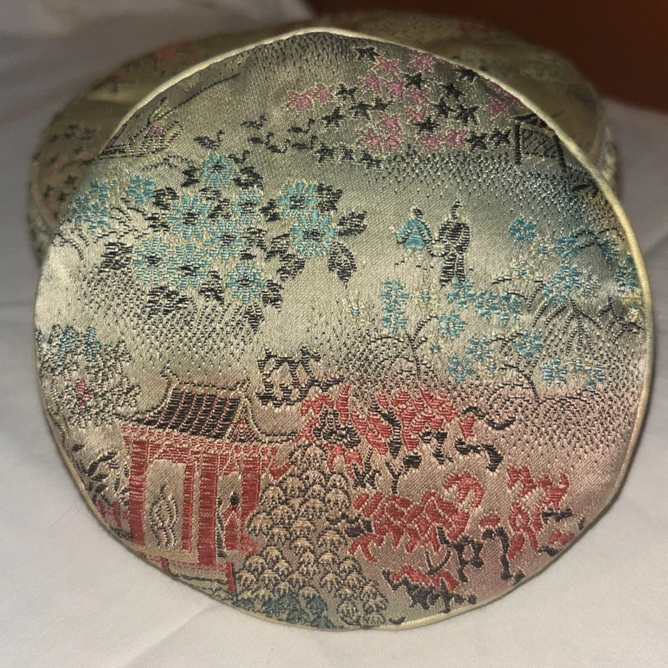 TWO Vintage Asian Satin Embroidered Jewelry Bag  Gold Satin - Image 4 of 4