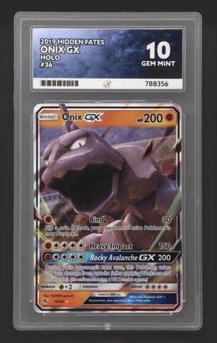 Onix GX 36/68 Holo Ace 10 Gem Mint Graded Pokemon Card Hidden Fates 2019