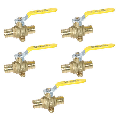 5 Pack XFITTING 1 Inch Pex B Ball Valve with Drop Ear, 1'' Pex Ball Valve w. Ear