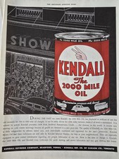 1937 Kendall 2000 Mile Motor oil red can vintage Ad
