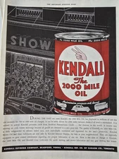 1937 Kendall 2000 Mile Motor oil red can vintage Ad 