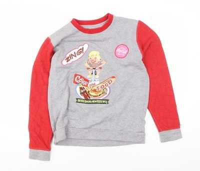 Coca-Cola by Kit Neale Damen Pullover Sweatshirt grau rot Small