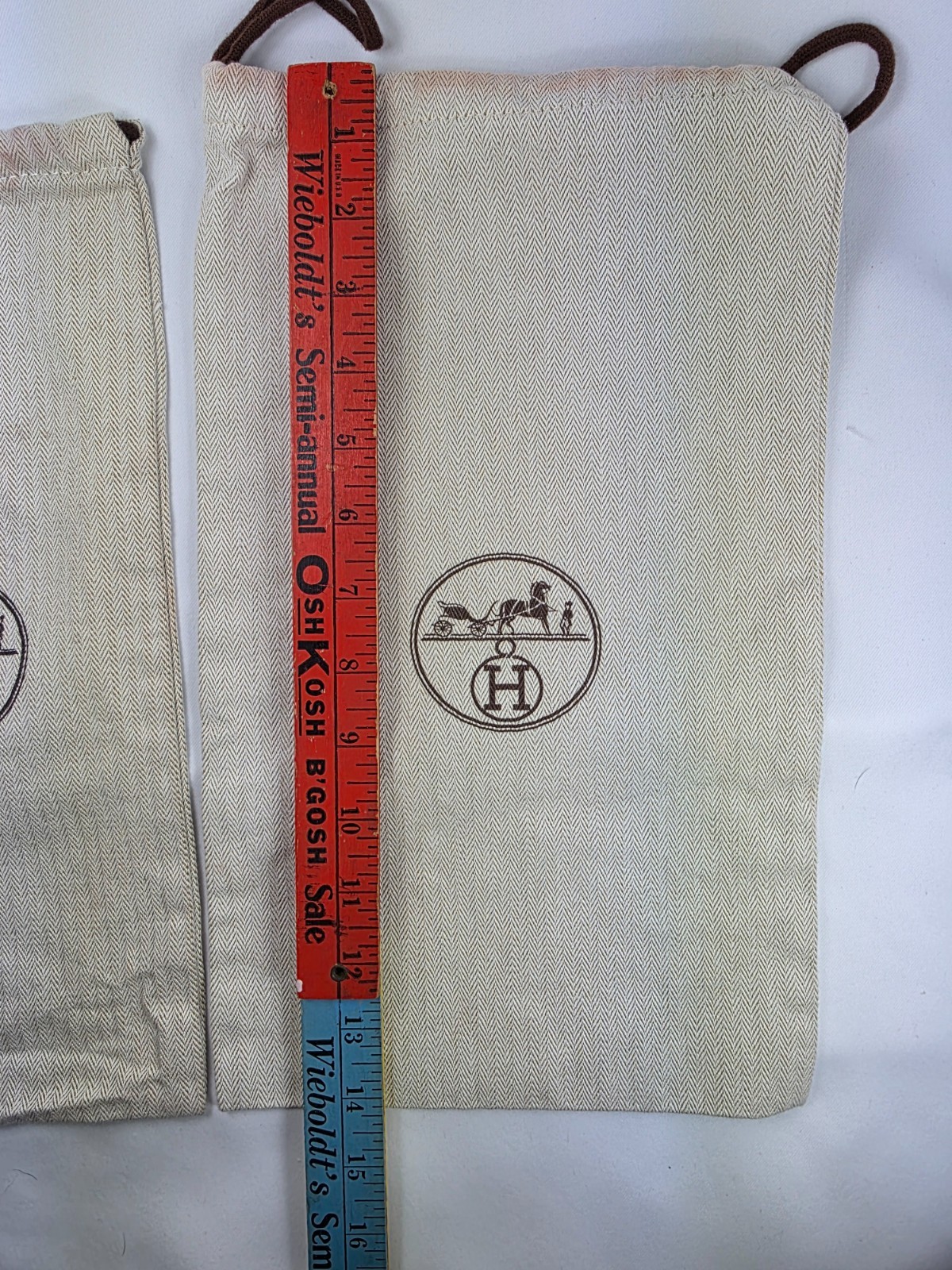 HERMES Herringbone Drawstring Storage Dust Shoe 2… - image 13