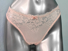 Victoria's Secret Thong Panty Body by Victoria Light Pink Rib Lace Trim M L XL