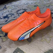Puma Ultra Ultimate FG/AG Soccer Shoes, Size 7, Future Z, Netfit, Orange White