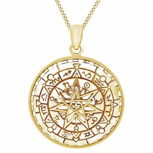 Authentic Zodiac Compass Calendar 14K Yellow Gold Plated Silver Pendant Necklace