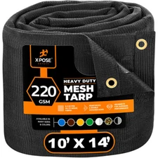 Heavy Duty Mesh Truck Tarp ,10’ x 14’ Multipurpose Black Protective Cover