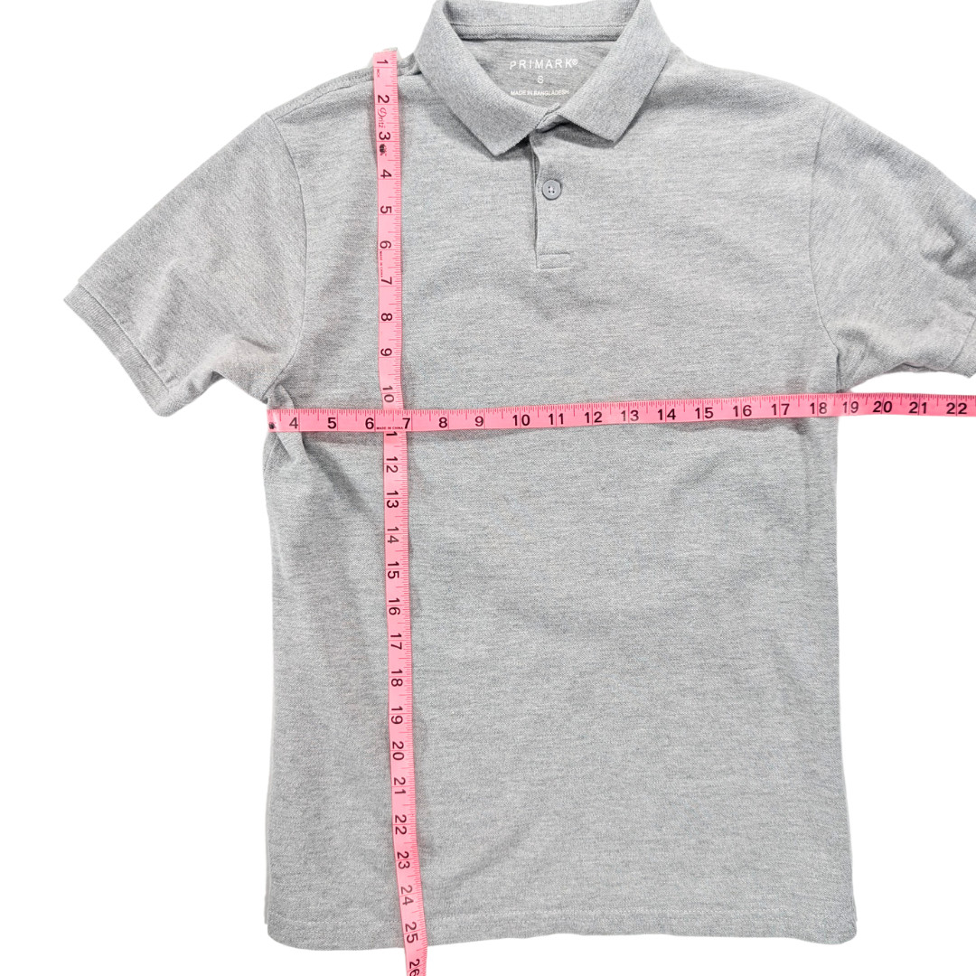 Primark Men's Small Gray Short Sleeve Pique Cotton Blend Polo Golf