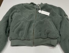 Z Supply- Women's Olive Green Cropped Fuzzy Coat- Size Xs