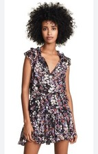 MISA Los Angeles Fleur Dress Mini Floral Dress V neck Made in USA