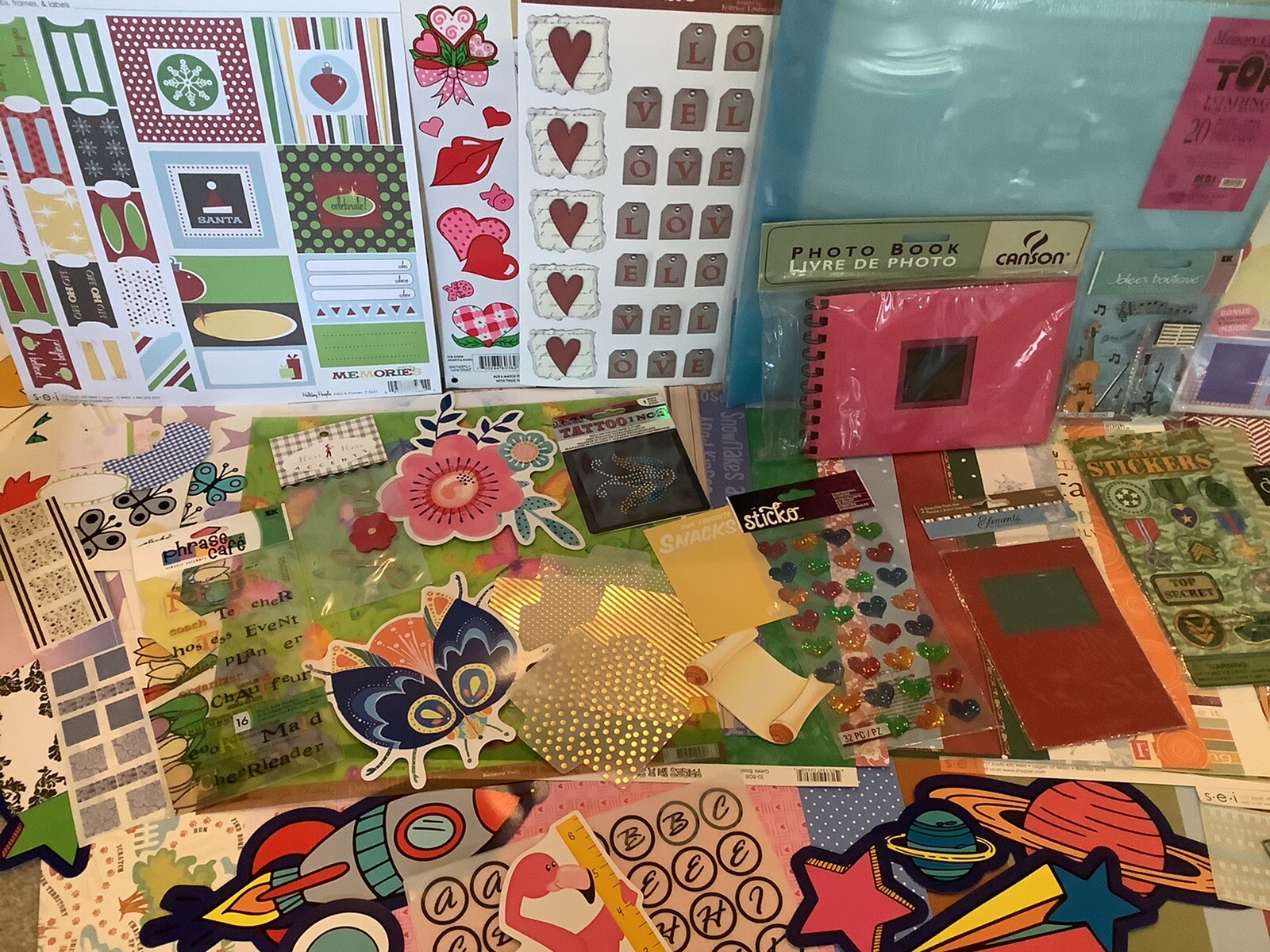 Huge Lot Scrapbooking 975+ Supplies Stickers Embellishments NEW eBay