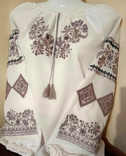 Vyshyvanka Embroidered Ukrainian Blouse chiffon Sorochka Tradition shirt