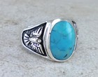 Ring size 12 style# r2675 Mens 925 Sterling Silver Turquoise Eagle