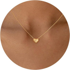 Heart Necklaces for Women, Dainty 14K Gold Necklace Silver Heart Necklace Simple