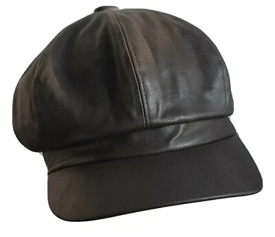 Casquette Gavroche Simili cuir couleur Marron. Taille unique - Photo 1/4