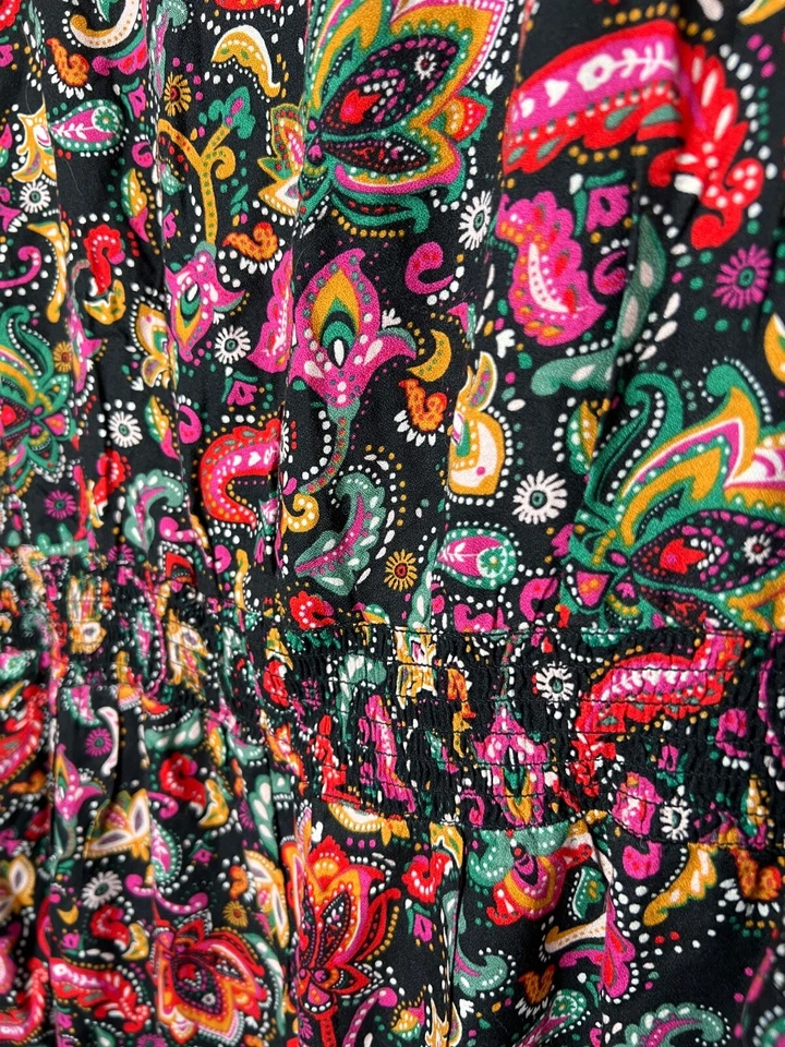 Croft & Barrow Womens DRESS 5X  Boho Chic Black Pink Paisley Floral Stretch NEW - Image 4 of 4