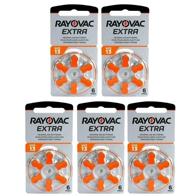 Rayovac Extra Size 13 Hearing Aid Batteries (5 X Pack of 6 ) Total 30 Batteries